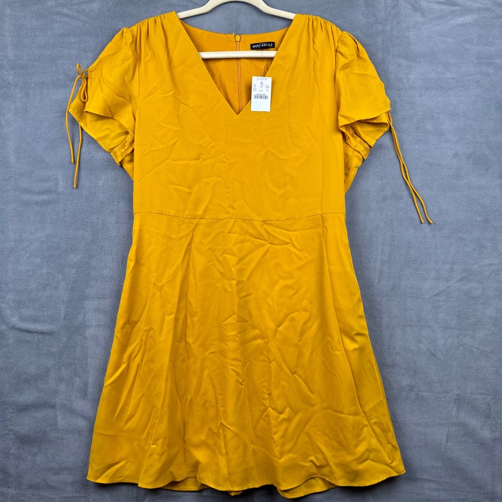 J.Crew‎ Mercantile Yellow Dress, V Neck, Tie Sleeve, Women's Size 14, New